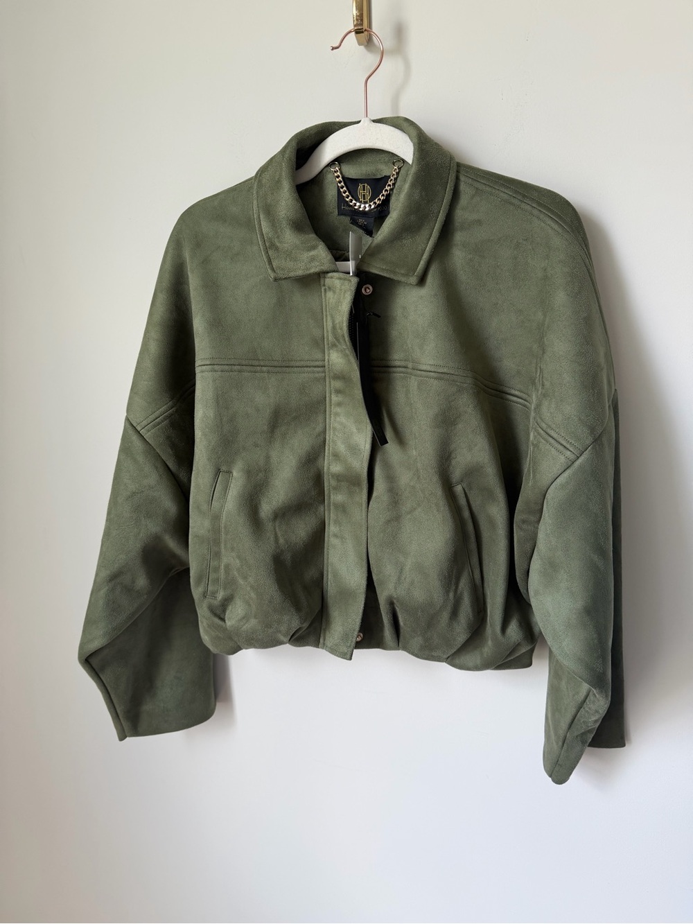 House of Harlow 1960 Olive green Suede Bomber Jacket